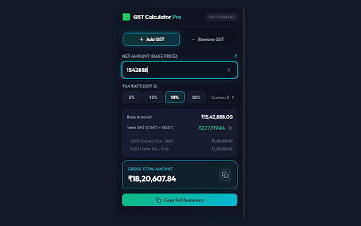 GST Calculator Pro :: A sleek, premium calculator for GST (Goods & Services Tax) with live Indian CGST/SGST splits and history tracking.