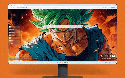Goku Green Live Wallpaper :: Determined Goku with vibrant green hair emerges from inferno of orange flames.
