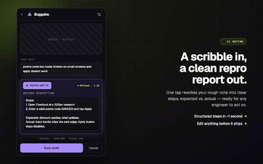 Buggake :: Capture screenshots, region crops, or short videos of bugs and post them as a single AI-refined comment to a Jira Cloud ticket.
