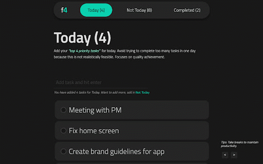 Fantastic 4 Task Manager :: Fantastic 4: A sleek task manager that conquers procrastination, prioritizes 4 key tasks daily & boosts work-life balance. 🚀🎯🌈