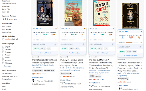 Pubscout :: Book market research for Amazon. See estimated sales and niche difficulty on search results while you browse.