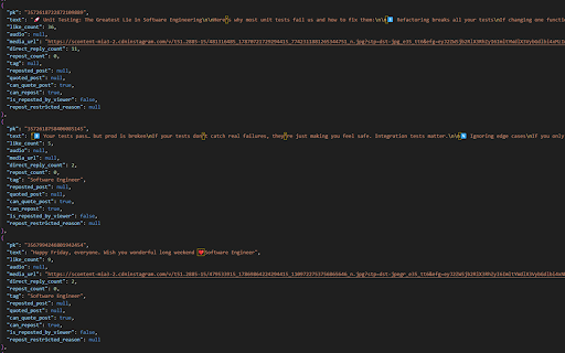Threads Exporter :: Export public Threads posts to JSON or CSV formats with ease using this simple Chrome extension.