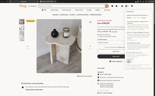 Listing Clarity :: Honest, on-page listing analysis for Etsy sellers. Every number tells you where it comes from.