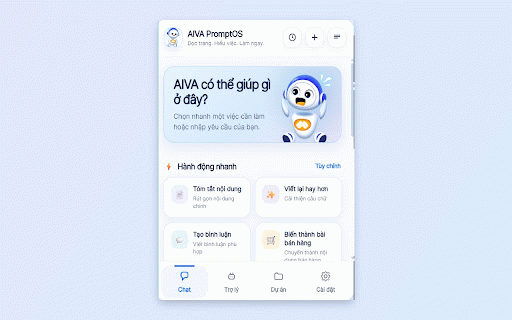AIVA PromptOS :: AIVA - Trợ lý AI thông minh trên trình duyệt. Phân tích nội dung, tự động hóa quy trình và giải đáp mọi câu hỏi trên mọi trang web.