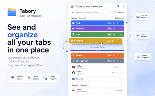 Tabory — Easy Tab Manager :: An easy, rule-based tab manager for Chrome.