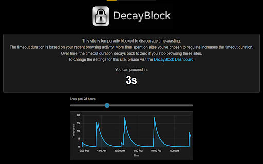 DecayBlock :: Block distracting websites with an adaptive timeout.