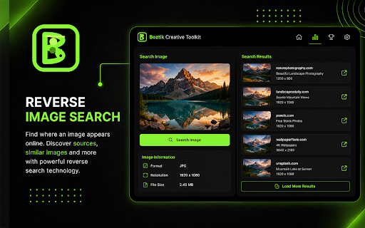 Boztik Creative Toolkit :: Analyze images, extract color palettes, reverse search and download images. Built for photographers, designers and creators.