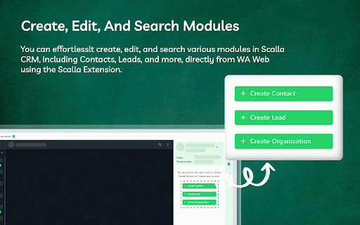 Scalla - WA Plugin for scalla CRM :: Scalla WA Chrome extensions help you to sync records directly from your WA account to scalla CRM