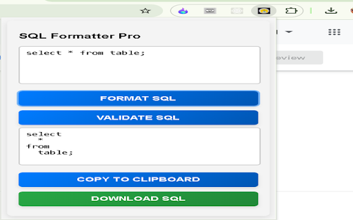 SQL Formatter Pro :: Effortlessly format, validate, and copy SQL queries with SQL Formatter Pro! 🔥 Optimize queries easily.Try now!
