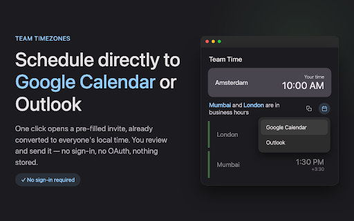 Team Timezones :: Find times across the world. Set your home base and see times for your international team. Perfect for scheduling meetings.