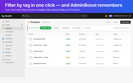 AdminBoost: Full-Width, Order Filters & Counts for Shopify :: Fix Shopify's admin: full-width layout, one-click order filters, and live order/product counts. 100% free.