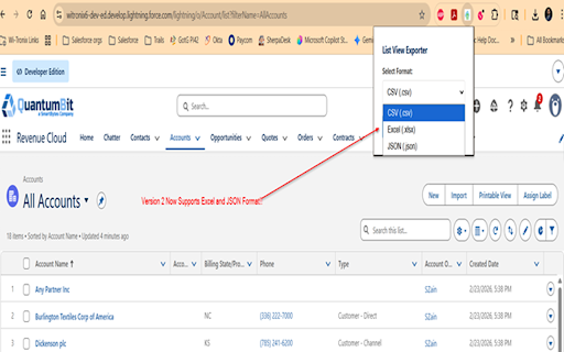 Salesforce List View Exporter :: Export Salesforce Lightning List Views directly to Excel.