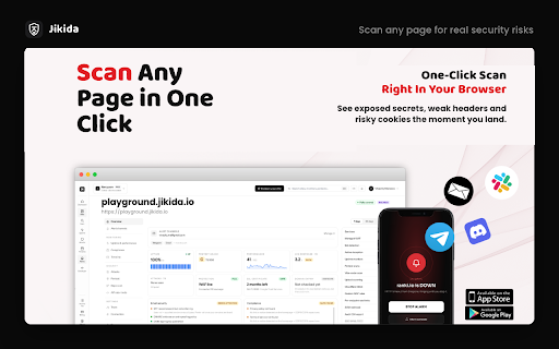 Security Scan, Malware & Firewall — Jikida :: Scan any site for exposed secrets, weak headers, malware and API risks — right in your browser.