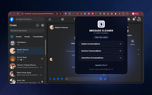 Facebook Message Cleaner — by Garry Bhardwaj :: Manage your Facebook messages more efficiently. A simple, private utility to clean your inbox.