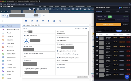 RcmFox — Medical Billing Assistant :: Automates AR follow-up, denial triage, and payer call notes for medical billing teams inside AdvancedMD.