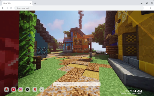 Minecraft House Live Wallpaper :: Transform your new tab with dynamic Minecraft house scenes, bringing vibrant HD wallpapers to life right on your browser.