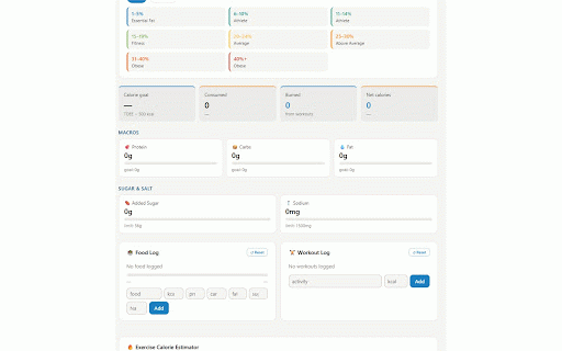 MyCalories Fitness: Weight Loss Dashboard :: Track weight, calories, and workouts with a clinical mode and on-device AI body fat estimator. Your data stays in your browser.