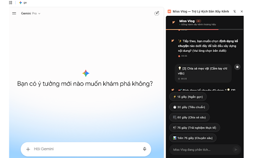 Miss Vlog — Trợ Lý Kịch Bản Xây Kênh :: Chuyên gia AI đồng hành sáng tạo kịch bản video ngắn xây dựng thương hiệu cá nhân cuốn hút chỉ với vài bước đơn giản.