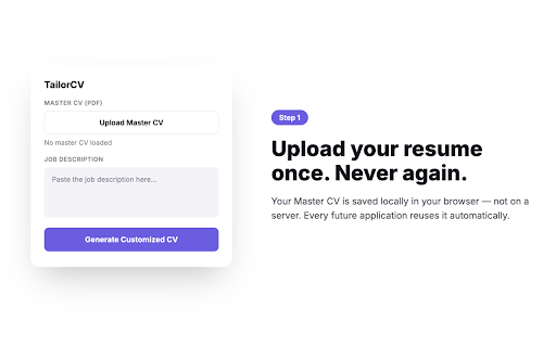 TailorCV :: Turn any job posting into a tailored, ATS ready resume in seconds powered by Gemini AI..