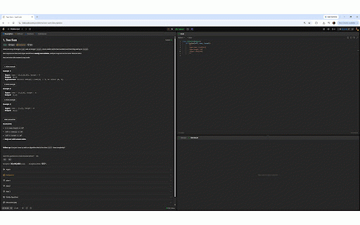 LeetCode Example & Constraint Hider :: Hides the Examples and Constraints sections on LeetCode problem pages.