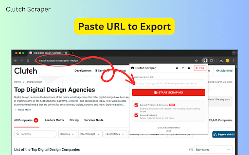Clutch Scraper :: Easily pull Clutch.co company data and save it to CSV, JSON, or Excel.