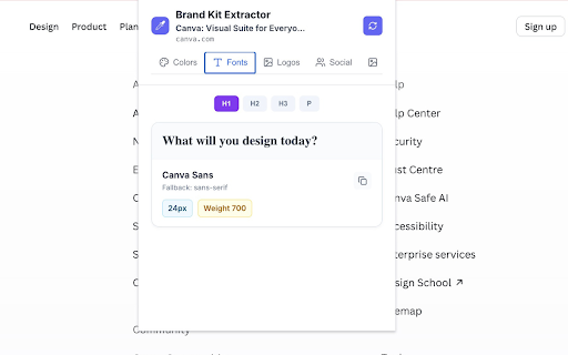 Brand Kit Extractor :: Instantly extracts colors, fonts, logos, social links and images from any website.
