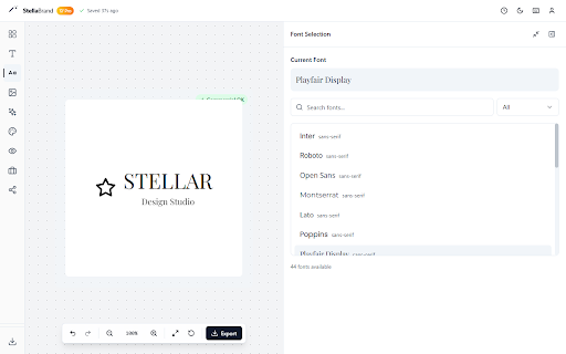 StellaBrand – Logo Maker & Brand Kit :: Create typography logos and brand kits in minutes with Google Fonts, icons, colors & exports. Start designing now!