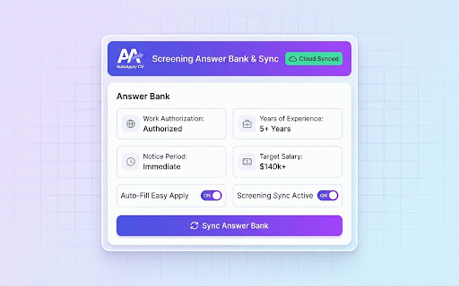 AutoApply CV - LinkedIn Auto Apply Bot :: Free LinkedIn auto apply bot & Easy Apply copilot. Automate job applications safely with custom answer bank and live tracking.