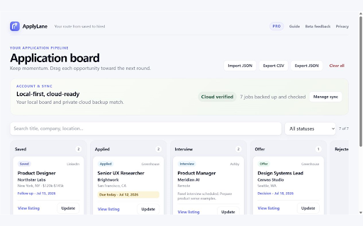 ApplyLane :: Save jobs, stay on track, and move every application toward the next round.