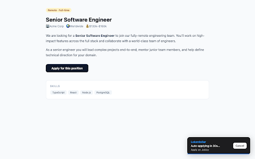 Lokerdollar — One-click Apply :: Auto-clicks Apply on job aggregator pages to reach employers in one click. Anonymous by default; sign in for sync and autofill.