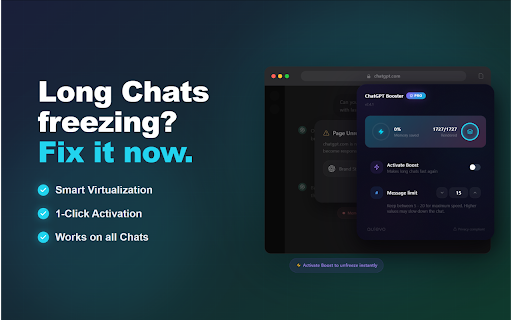 ChatGPT Slow Fix - Speed Booster :: Eliminate browser lag in long ChatGPT conversations by rendering only the last N messages.