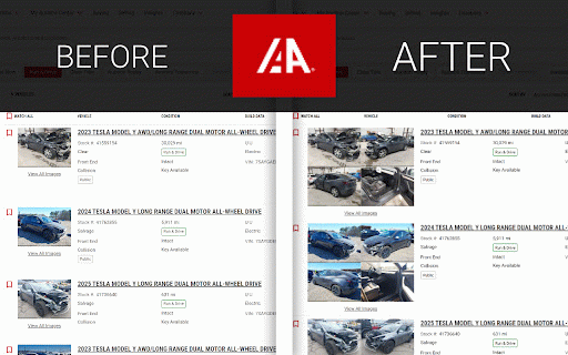 Auction Enhancer :: Adds photos to search list + VIN info. Save time and search vehicles with ease on Copart & IAAI auctions