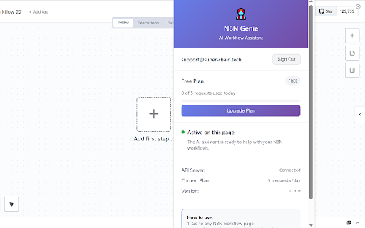 N8N Genie - AI Workflow Assistant :: An AI-powered assistant that helps you create and debug your N8N workflows with intelligent suggestions and code generation.