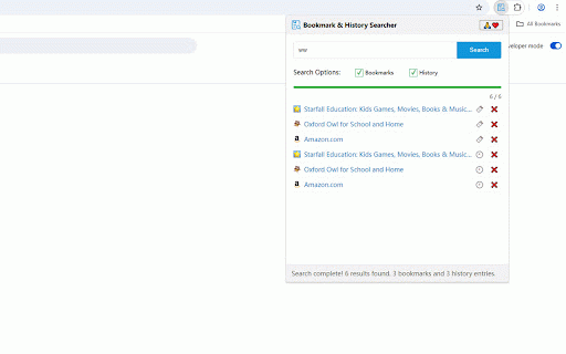 Bookmark & History Quick Search :: Quickly search bookmarks and browsing history, with multi-language support and progress display.
