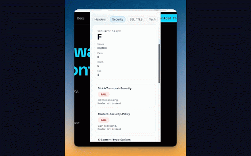 Server Spy - HTTP Headers & Server Inspector :: Inspect HTTP headers, security posture, SSL transport hints, and server technology for the active tab.