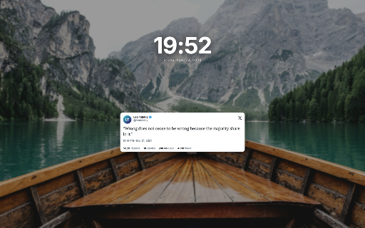 Quotery :: A new tab page that shows a quote from a great book. Filter by genre, author, or book in settings.