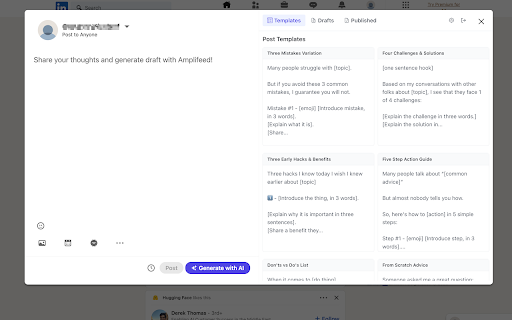 Amplifeed: Amplify Your Brand on LinkedIn :: Boost your LinkedIn presence with Amplifeed. Share an idea or a thought, we draft a LinkedIn post for you.