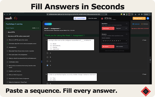 NPTEL Ease :: Copies NPTEL questions, fills answer choices, and sends questions with optional lecture context to ChatGPT.