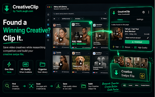 CreativeClip – HD Video Downloader & Creative Saver :: Find the videos on any page and save them in one click — full quality, no sign-up, no ads, completely private.