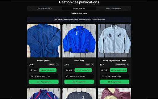 Jarvis Vinted Auto Publisher :: Extension Chrome pour publier automatiquement sur Vinted depuis Jarvis