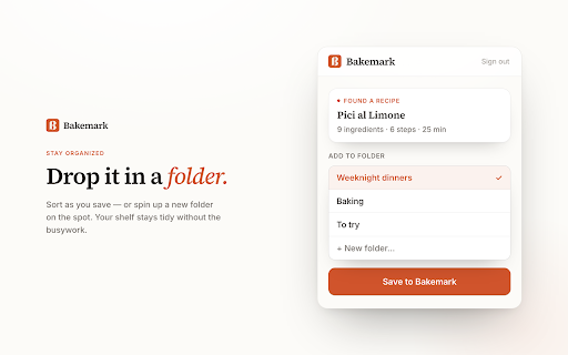 Bakemark — Save Recipe :: Save the recipe on any page straight to your Bakemark shelf — no copy-paste.