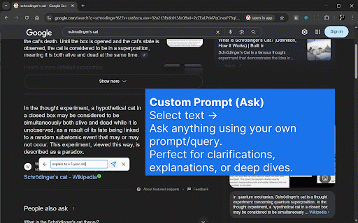SmartSelect Ai :: AI-powered text selection tooltip for instant explanations, custom prompts, and search capabilities.