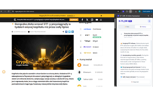 K-TL;DR: AI Article Summarizer :: Summarize any article in seconds with AI. One click gives you a clean, bullet-point TL;DR in your own language.