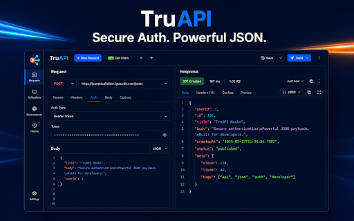 TruAPI - REST API Tester & HTTP Client :: REST API client with automatic endpoint intelligence, schema drift detection, smart comparisons, tests, and local history.