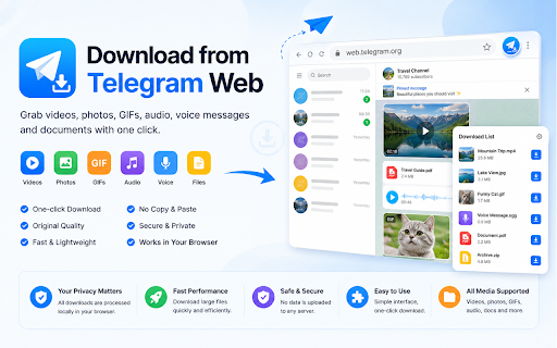 Telegram Video Downloader - Private Channel Videos :: Telegram video downloader for Web K & private channels. One-click or batch, local & private.