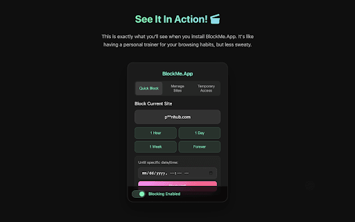 Block Me - Website Blocker :: Block distracting websites like Facebook,YouTube and more. Customize your block list and manage your browsing experience.