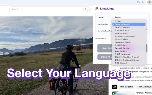 LingoLingo - AI Language Learning :: Learn languages while watching YouTube videos - watch, translate and study with AI.