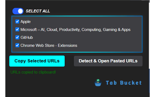 Tab Bucket :: Copy, and open multiple links across active tabs with ease.