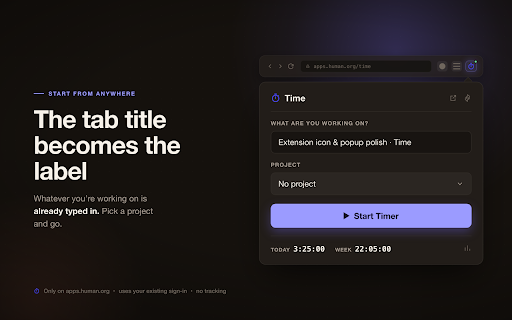 Time by Human Agency :: Start and manage your time entries from your browser toolbar.