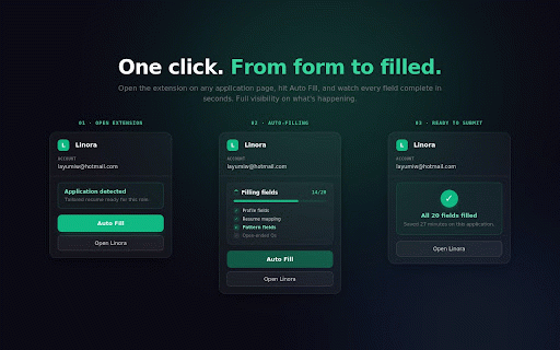 Linora :: Linora — AI-tailored resume autofill for job applications